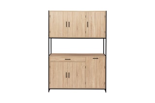 Vaisselier industriel 6 portes Memphis - Imitation bois et noir