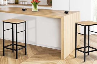 2 tabourets de bar Memphis - 
Noir  et imitation bois