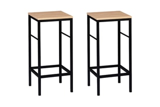 2 tabourets de bar Memphis - 
Noir  et imitation bois