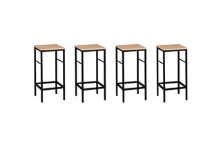 4 tabourets de bar Memphis - 
Noir et imitation bois
