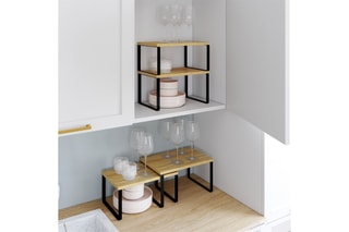 4 étagères de rangement encastrables pour placards - Noir et imitation bois