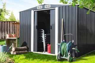 Abri de jardin avec base - Gris et blanc - 8,4 m³