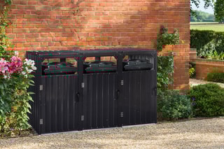 Cache-poubelles triple  - 221 x 80 x 120 cm