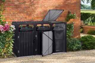 Cache-poubelles triple  - 221 x 80 x 120 cm