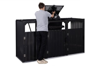 Cache-poubelles triple  - 221 x 80 x 120 cm