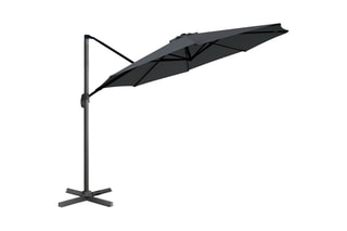 Parasol rond 360° déporté avec housse et pied - 3 m