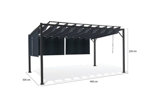 Pergola lames orientables avec 4 stores intégrés - 3 x 4 m