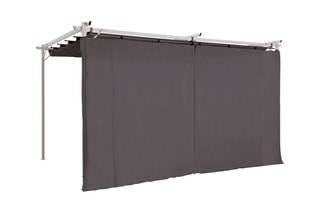 Rideau et tringle pour pergola - Gris - 390 x 215 cm
