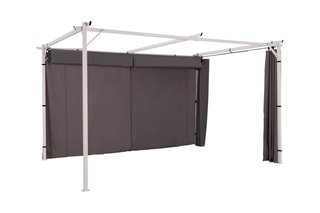 Rideau et tringle pour pergola - Gris - 390 x 215 cm