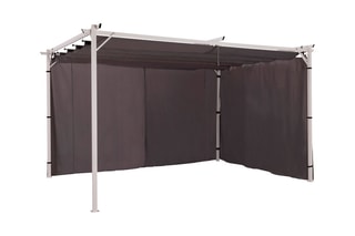 Rideau et tringle pour pergola - Gris - 390 x 215 cm