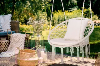 Hamac chaise macramé avec coussin - 60 x 50 x 120 cm