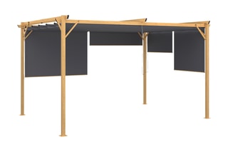 Pergola avec toit rétractable et 4 stores Marina - 395 x 220 x 290 cm
