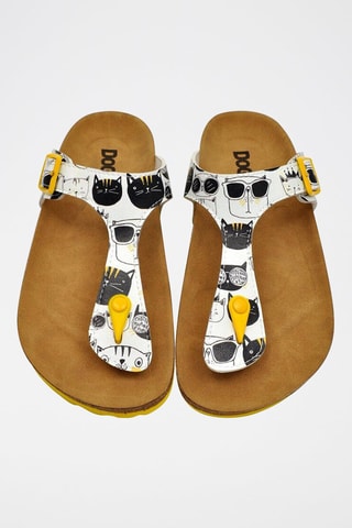 Tongs Monochrome Cats Blanc