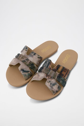 Mules en cuir vegan Ballerinas Noir et beige