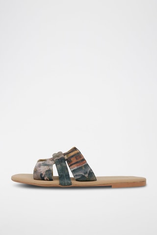 Mules en cuir vegan Ballerinas Noir et beige