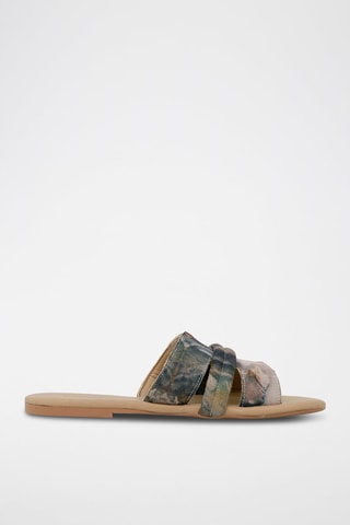 Mules en cuir vegan Ballerinas Noir et beige