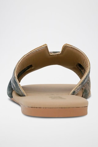 Mules en cuir vegan Ballerinas Noir et beige