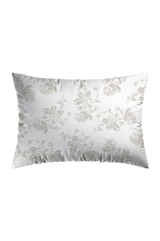 2 taies d'oreiller en satin de coton 200 fils/cm² Roses - Taupe et blanc