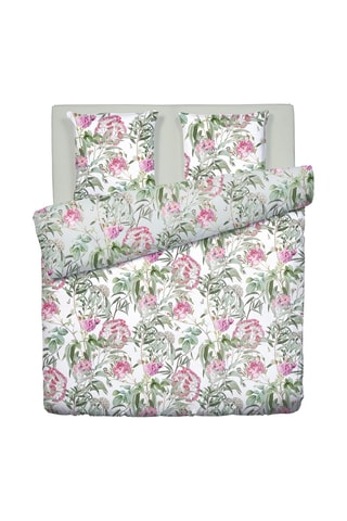 Parure de couette en satin de coton 80 fils/cm² Jardin des roses - Vert et  blanc