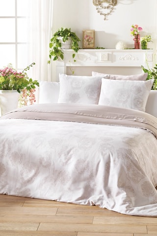 Parure de couette en satin de coton 80 fils/cm² Lace - Taupe