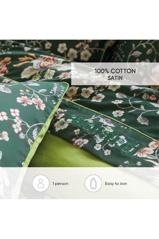 Parure de couette en satin de coton 80 fils/cm² Jardin Secret - Vert