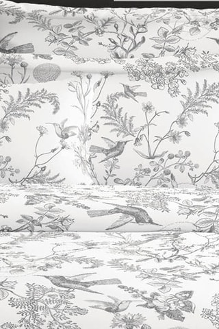 Parure de couette en satin de coton 200 fils/cm² Jardin du Colibri - Noir et gris