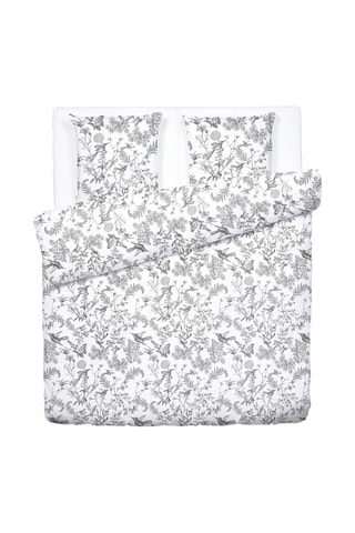 Parure de couette en satin de coton 200 fils/cm² Jardin du Colibri - Noir et gris