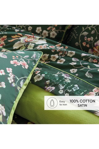 Drap plat en satin de coton 80 fils/cm² Jardin Secret - Vert