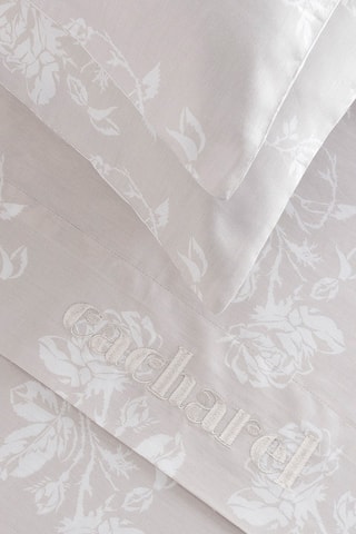 Parure de draps en satin de coton 200 fils/cm² Roses - Taupe