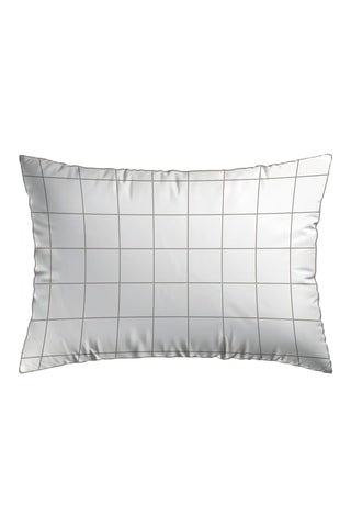 2 taies d'oreiller en satin de coton  80 fils/cm² Caren - Blanc et taupe