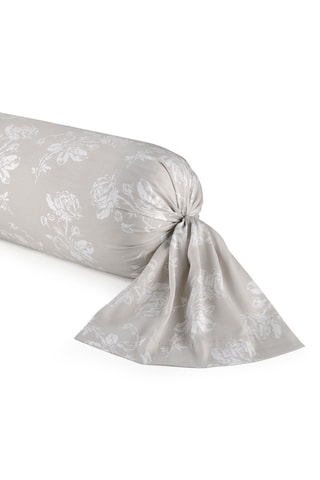 Taie de traversin en satin de coton 80 fils/cm² Roses - Taupe