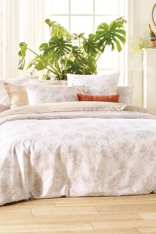 Taie de traversin en satin de coton 80 fils/cm² Roses - Taupe