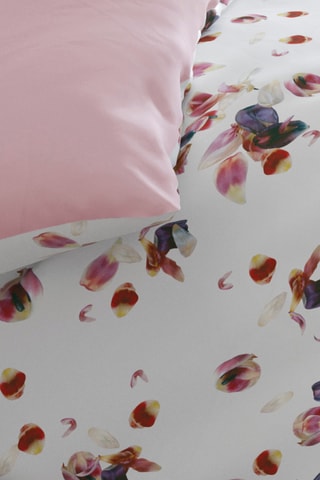 2 parures de couette en satin de coton 80 fils/cm² Aurore - Blanc et rose
