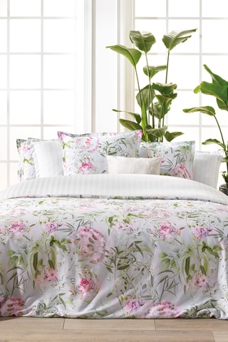 2 parures de couette en satin de coton 80 fils/cm² Jardin de roses - Vert