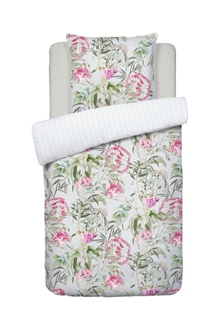 2 parures de couette en satin de coton 80 fils/cm² Jardin de roses - Vert