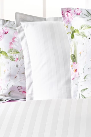 2 parures de couette en satin de coton 80 fils/cm² Jardin de roses - Vert