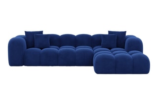 Canapé d'angle droit Nuvola - Bleu foncé - 5 places - Tissu toucher velours