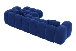 Canapé d'angle droit Nuvola - Bleu foncé - 5 places - Tissu toucher velours