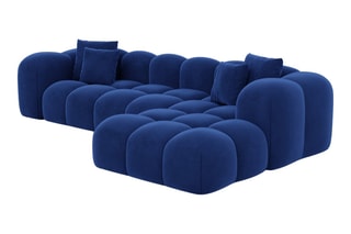 Canapé d'angle droit Nuvola - Bleu foncé - 5 places - Tissu toucher velours