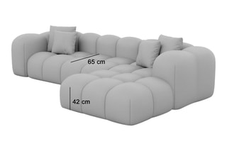 Canapé d'angle droit Nuvola - Bleu foncé - 5 places - Tissu toucher velours