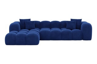 Canapé d'angle gauche Nuvola - Bleu foncé - 5 places - Tissu toucher velours