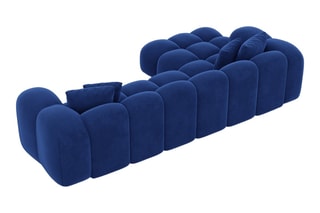 Canapé d'angle gauche Nuvola - Bleu foncé - 5 places - Tissu toucher velours