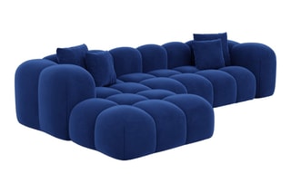 Canapé d'angle gauche Nuvola - Bleu foncé - 5 places - Tissu toucher velours