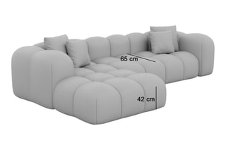 Canapé d'angle gauche Nuvola - Bleu foncé - 5 places - Tissu toucher velours