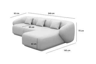 Canapé d'angle droit Maitano Beige foncé