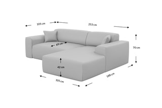 Canapé d'angle droit Lenova Crème