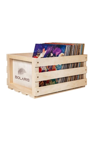 Caisse vinyles Bolaris - 75 albums - Bois naturel