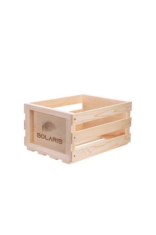 Caisse vinyles Bolaris - 75 albums - Bois naturel