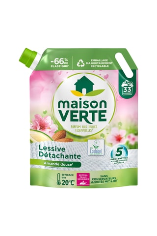 3 x Recharge lessive détachante Amande Douce Maison Verte - 33 lavages - 1,48  l