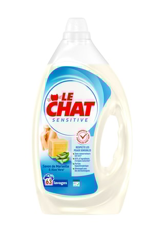 2 x Lessive Sensitive Savon de Marseille et Aloe Vera Le Chat - 63 lavages - 2,835 l
